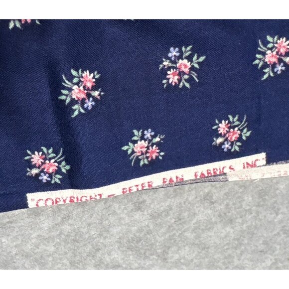 Vintage Peter Pan Fabrics 18x22 Cotton Fat Quarter Floral Navy Print Fabric - Picture 4 of 5